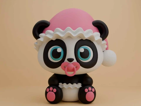 Cute 3dprintable baby panda bear 3D Print Model