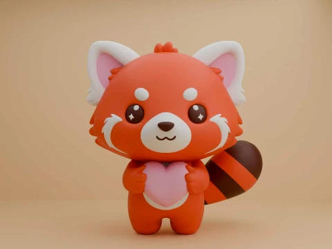 Cute 3dprintable redpanda bear and heart for valentine gift Model do druku 3D
