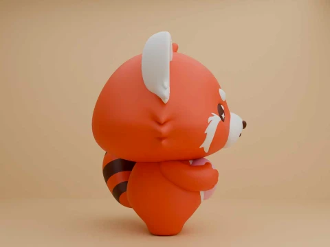 Cute 3dprintable redpanda bear and heart for valentine gift 3D Print Model