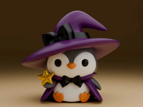 Cute 3dprintable chicken penguin wizard for halloween gift 3D Print Model