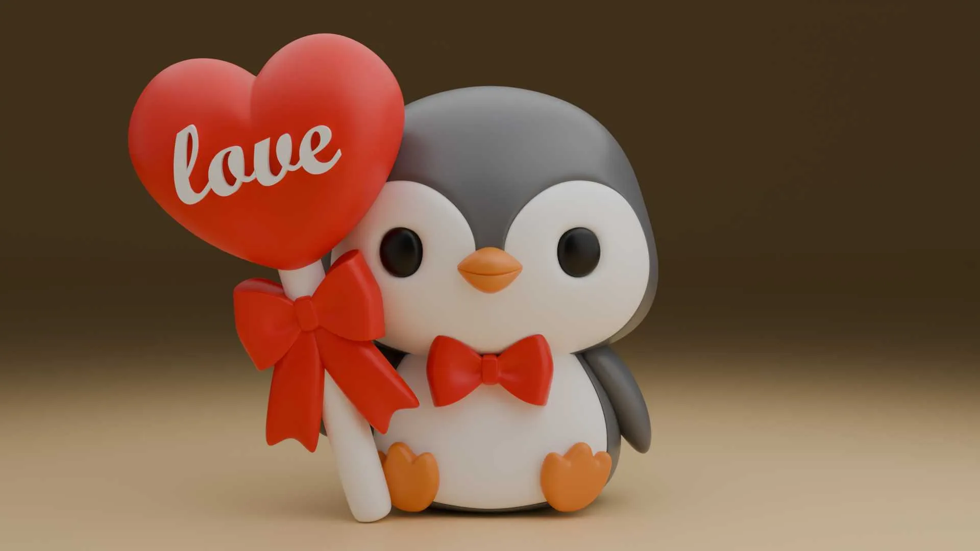 Cute 3dprintable chicken penguin and heart for valentine gift 3D Print Model .c4d .max .obj .3ds .fbx .stl .blend 