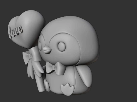 Cute 3dprintable chicken penguin and heart for valentine gift 3D Print Model