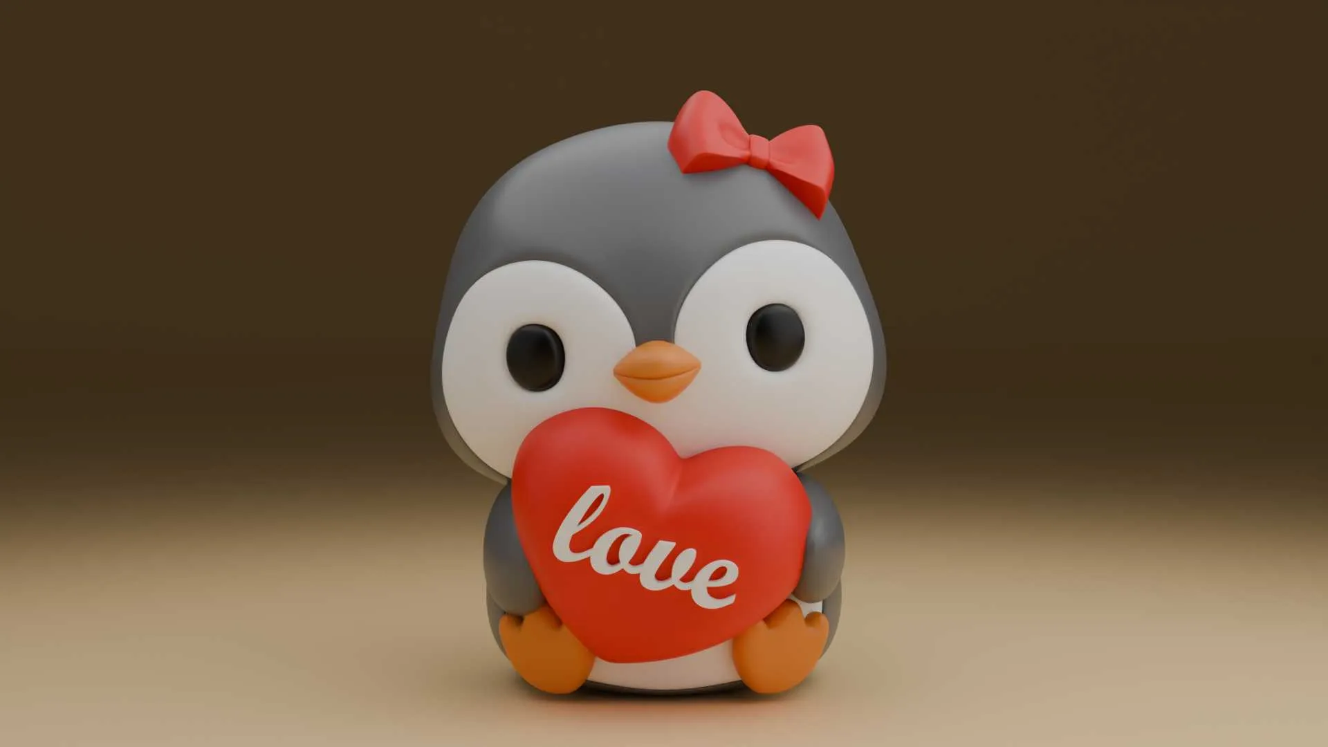 Cute 3dprintable chicken penguin and heart for valentine gift 3D Print Model .c4d .max .obj .3ds .fbx .stl .blend 
