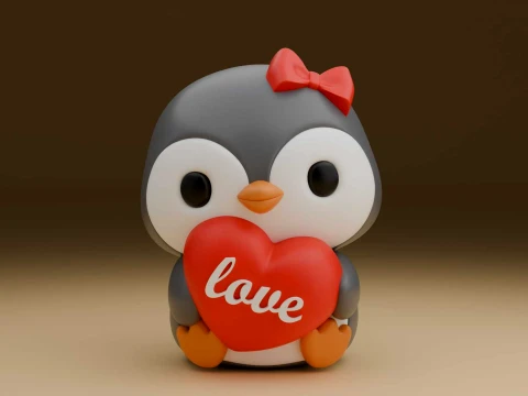 Cute 3dprintable chicken penguin and heart for valentine gift Model do druku 3D