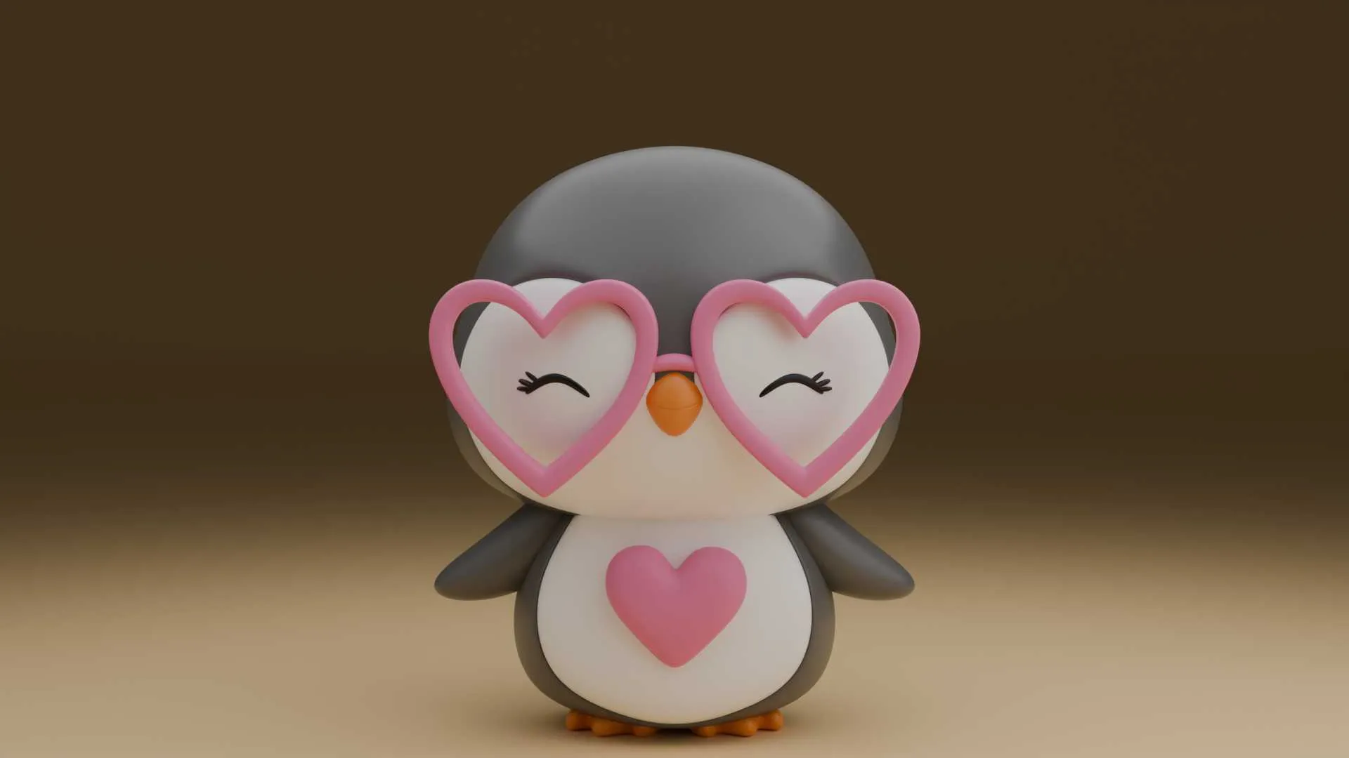 Cute 3dprintable chicken penguin and heart for valentine gift 3D Print Model .c4d .max .obj .3ds .fbx .stl .blend 