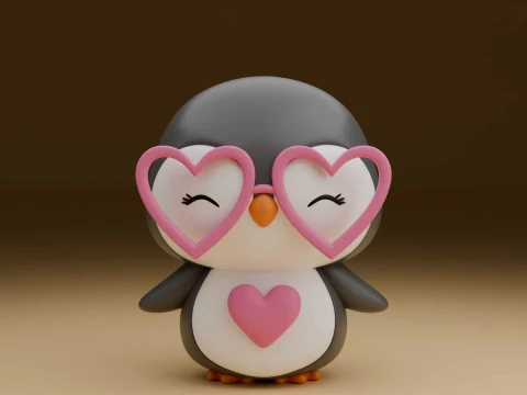 Cute 3dprintable chicken penguin and heart for valentine gift Model do druku 3D