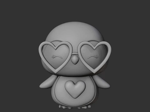 Cute 3dprintable chicken penguin and heart for valentine gift 3D Print Model