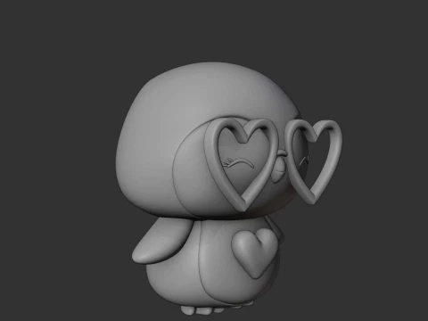 Cute 3dprintable chicken penguin and heart for valentine gift 3D Print Model