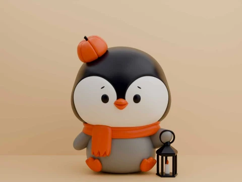 Cute 3dprintable chicken penguin and pumpkin for halloween gift Modèles 3D en vedette