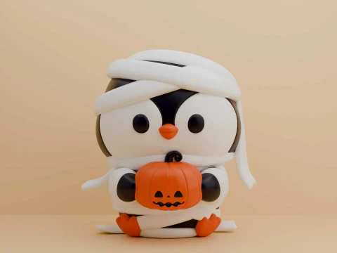 Cute 3dprintable chicken penguin mummy and pumpkin for halloween gift 3D Print Model