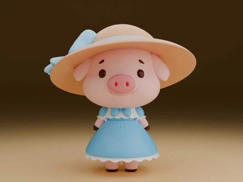 Cute pig girl toy 3D Print Model