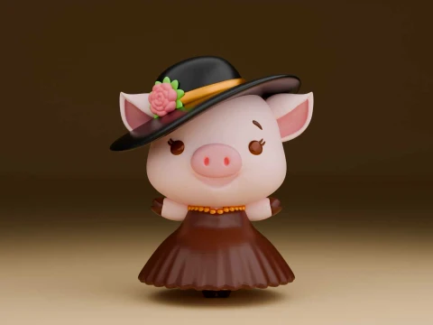 Cute pig girl toy 3D Print Model