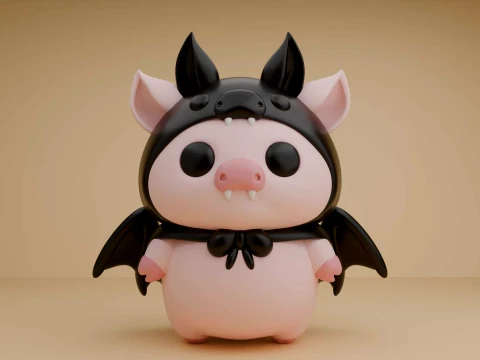 Cute pig bat for halloween toy 3D Print Model