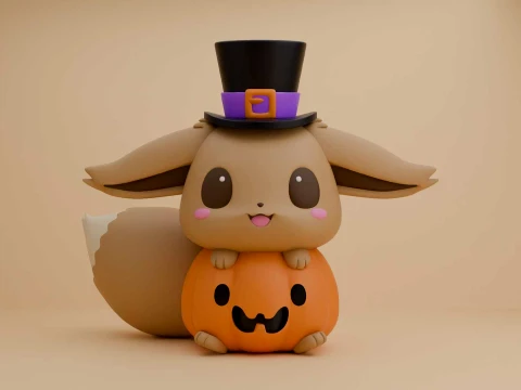 Pokemon eevee and pumpkin for halloween gift Modelo de impresión 3D