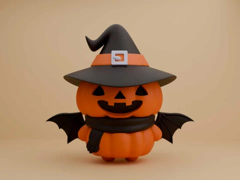 Cute pumpkin wizard for halloween and fall 3D 打印模型