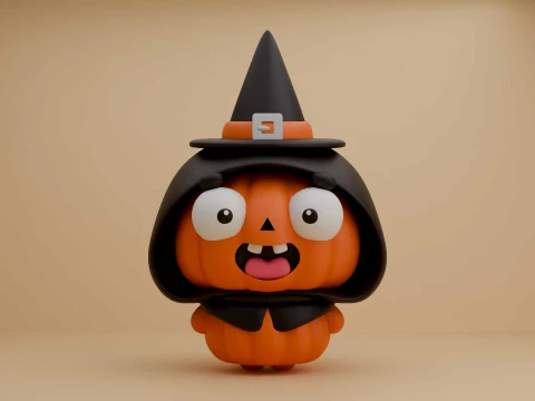 Cute pumpkin wizard for halloween and fall 3D 打印模型