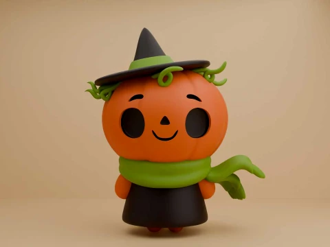 Cute pumpkin wizard for halloween and fall 3D 打印模型
