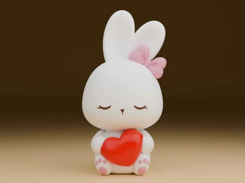 Rabbit and heart for valentine gift 3D Print Model
