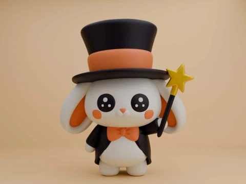 Rabbit wizard for halloween toy 3D Print Model