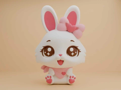 Rabbit and heart for valentine gift 3D Print Model