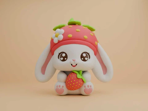 Rabbit toy and strawberry Modelo de impresión 3D