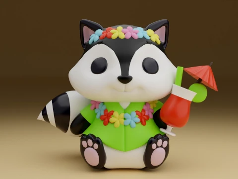 Raccoon summer figure 3D Print Model