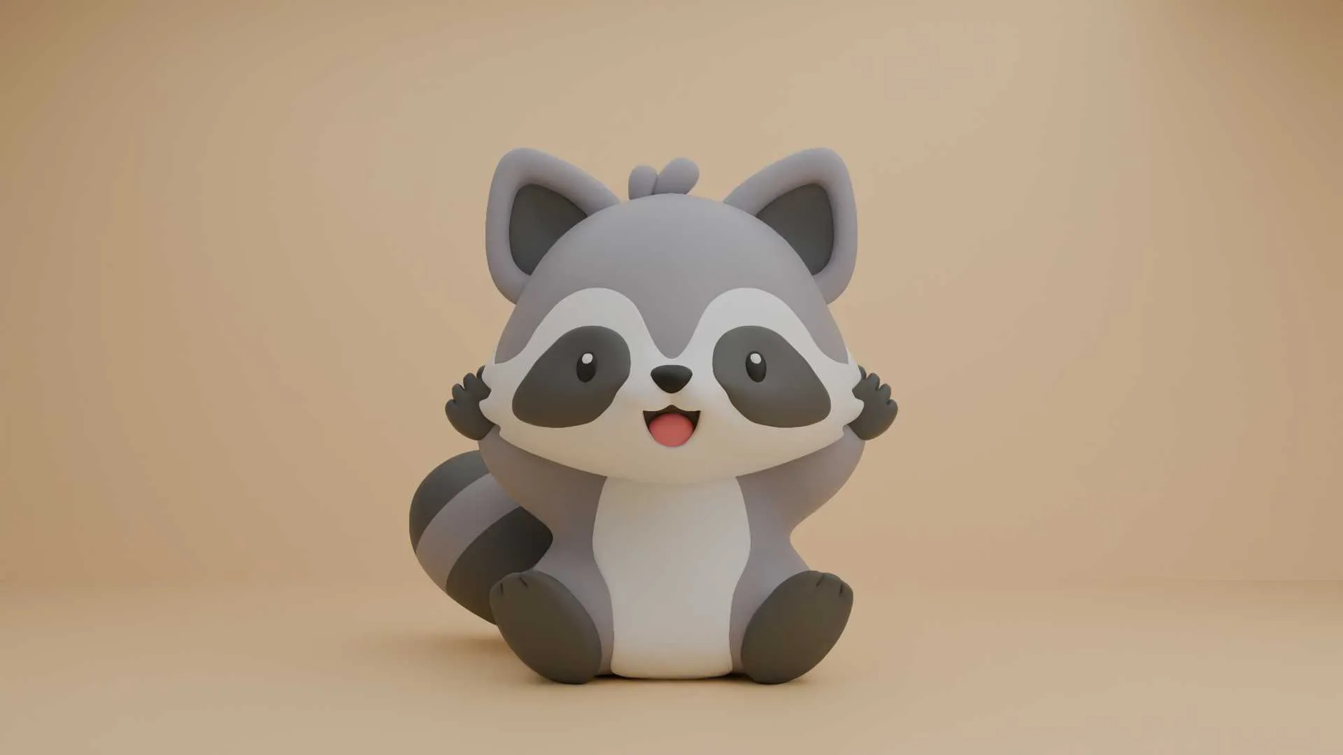 Raccoon figure 3D Print Model .c4d .max .obj .3ds .fbx .stl .blend 