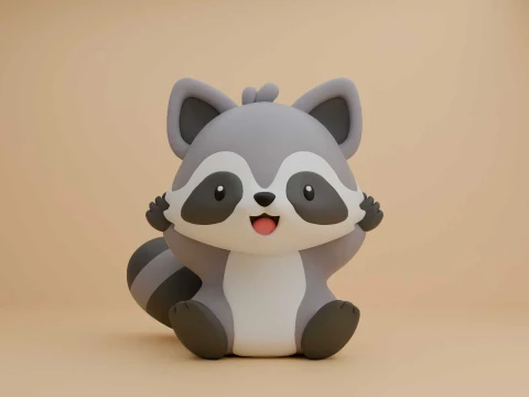 Raccoon figure 3D Print Model