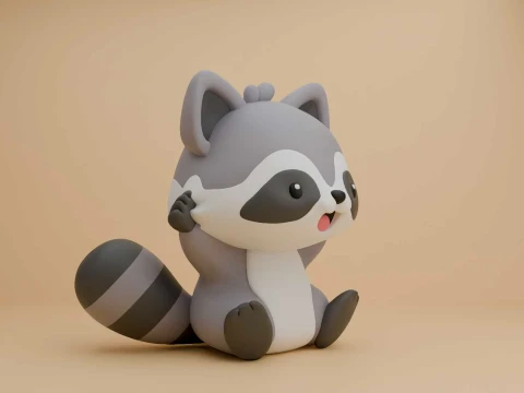 Raccoon figure 3D Print Model
