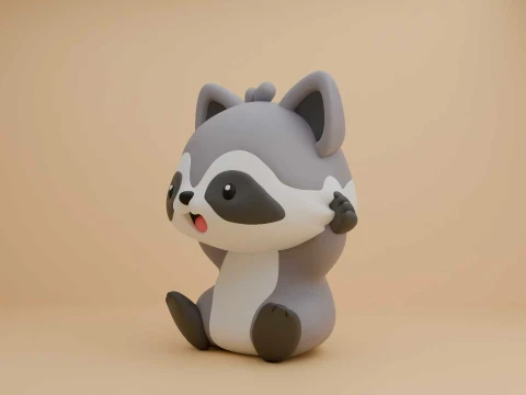 Raccoon figure 3D Print Model