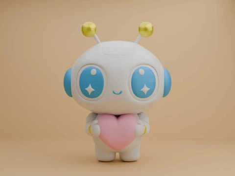 Robot toy and heart for valentine gift Model do druku 3D