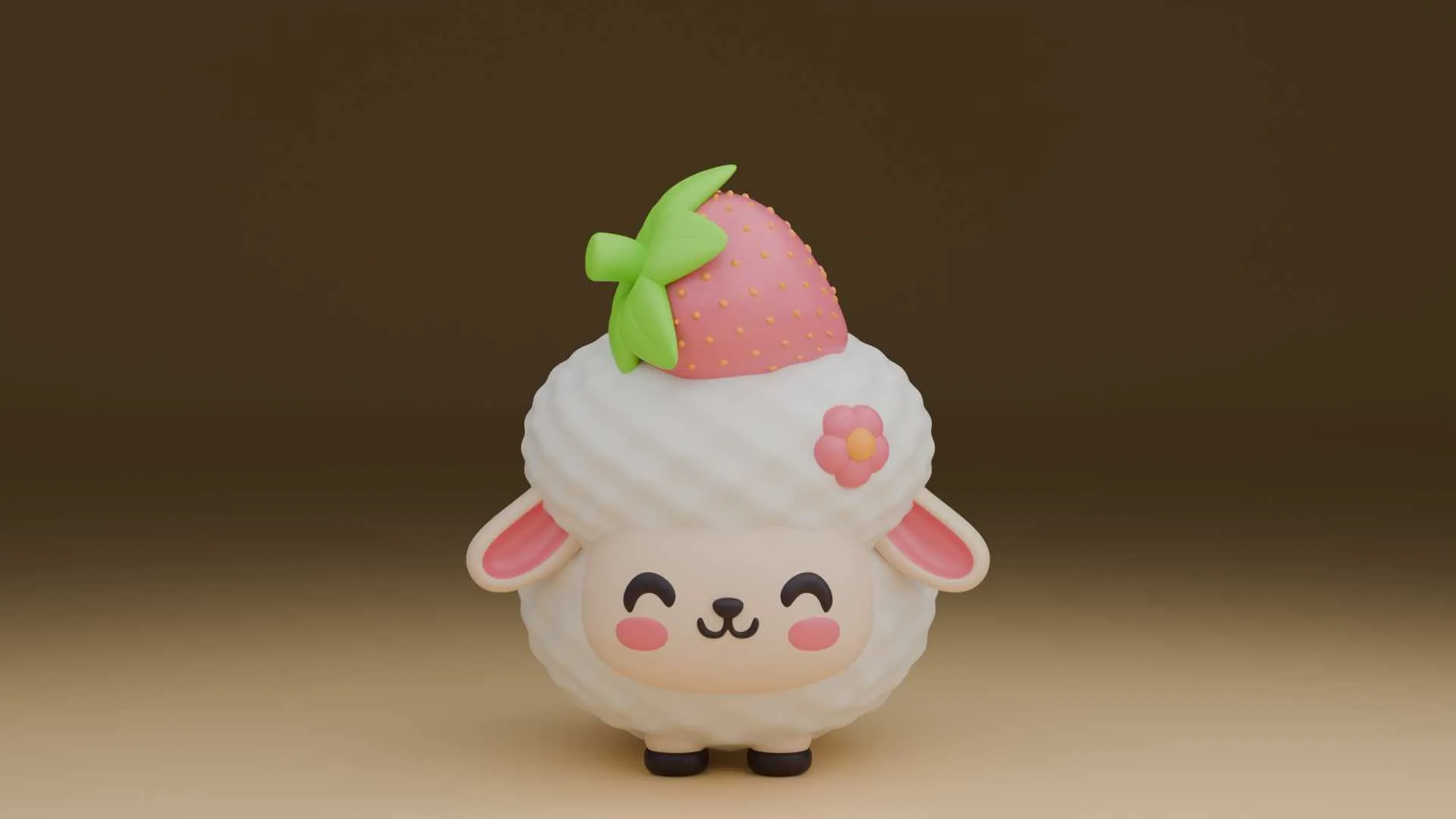 Sheep and strawberry 3D Print Model .c4d .max .obj .3ds .fbx .stl .blend 