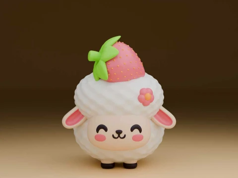 Sheep and strawberry 3D Print Model