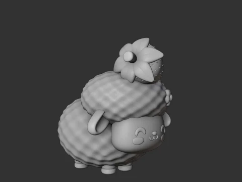 Sheep and strawberry 3D Print Model
