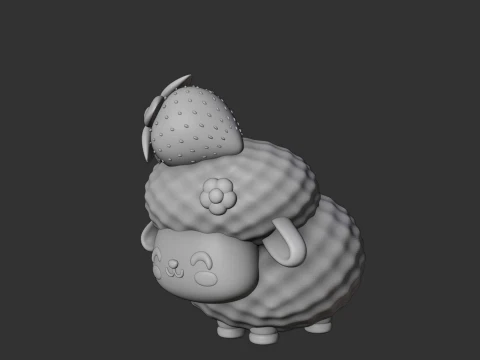Sheep and strawberry 3D Print Model