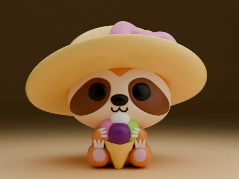 Sloth and icecream for summer 3D Print Model