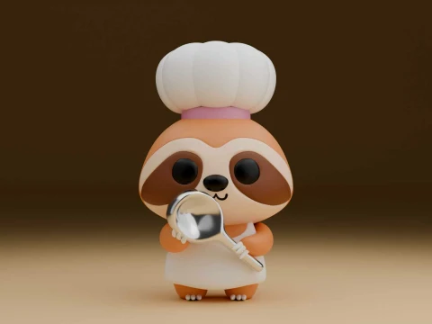 Sloth chef 3D Print Model
