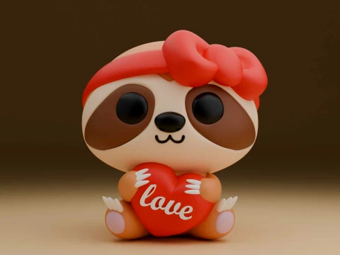 Sloth and heart for valentine gift 3D Print Model