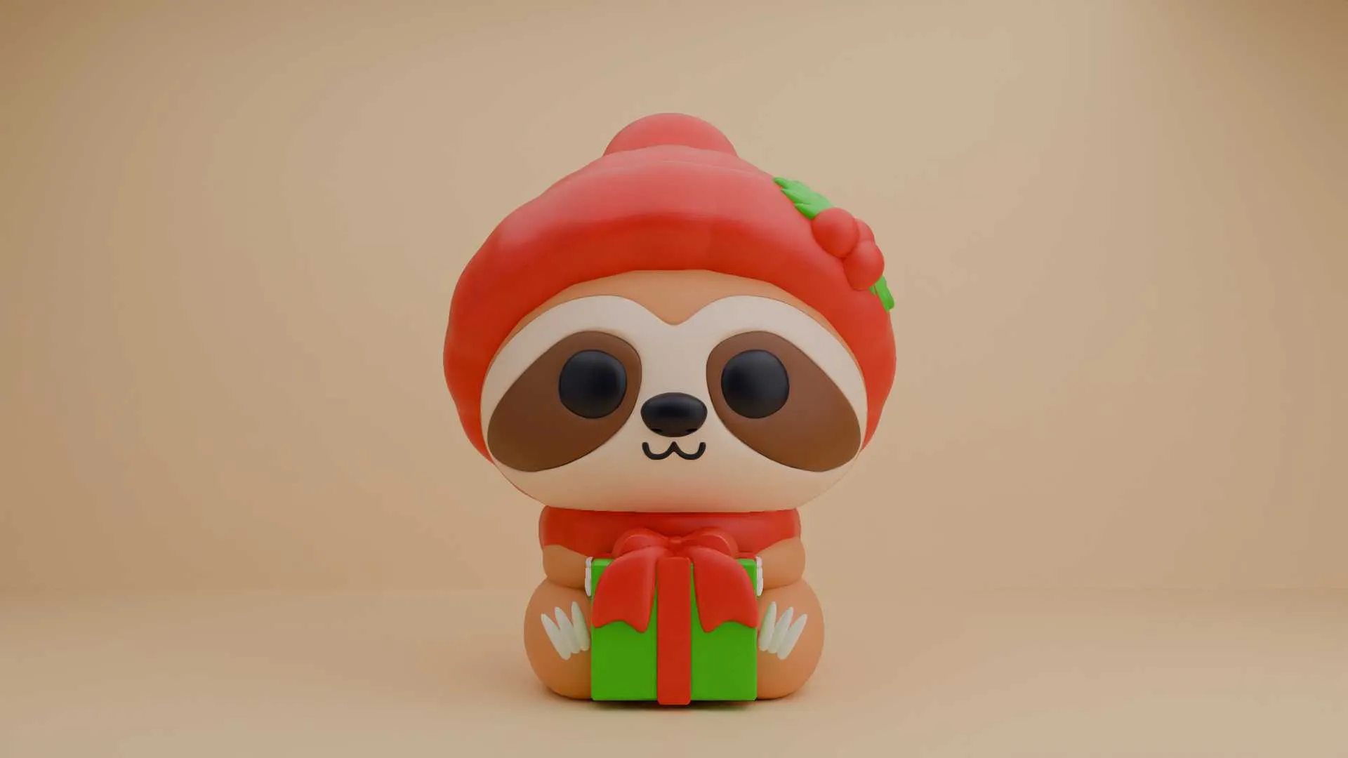 Sloth for christmas gift 3D Print Model .c4d .max .obj .3ds .fbx .stl .blend 