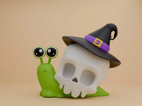 Snail and skull for halloween gift 3D Print Model