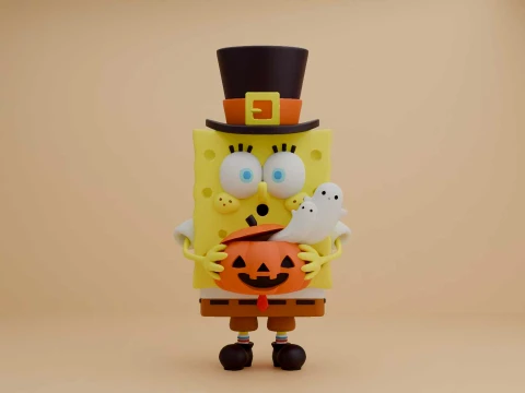 Spongebob and pumpkin for halloween figure 3D 打印模型