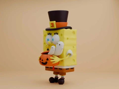 Spongebob and pumpkin for halloween figure 3D Print Model