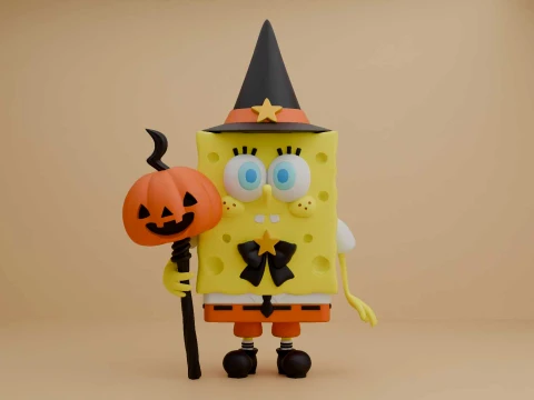 Spongebob wizard and pumpkin for halloween figure 3D 打印模型