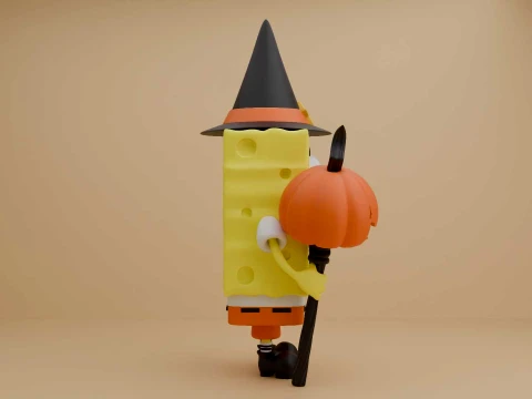 Spongebob wizard and pumpkin for halloween figure 3D Print Model