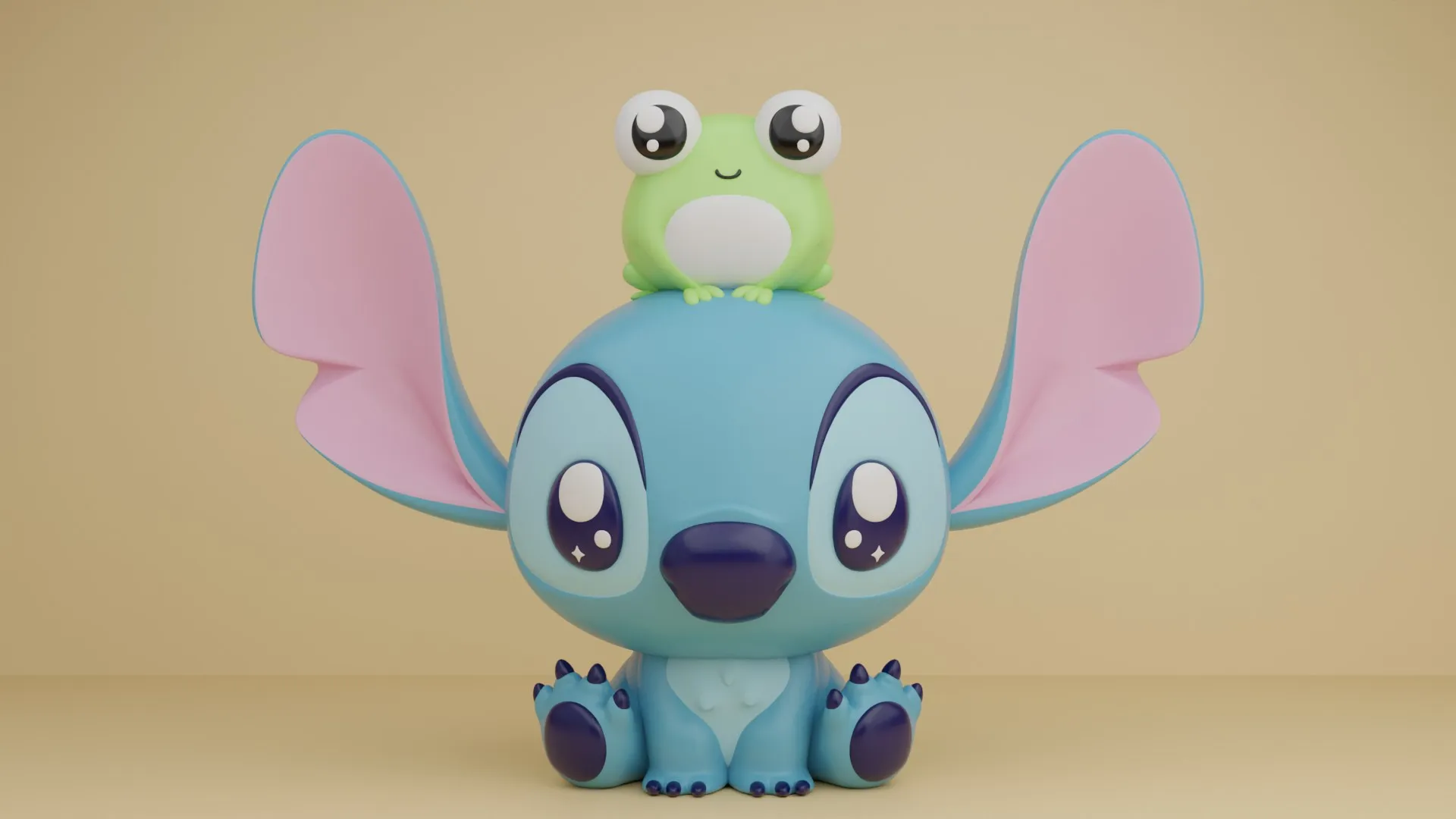 Stitch and frog figure 3D Print Model .c4d .max .obj .3ds .fbx .stl .blend 