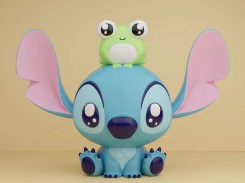 Stitch and frog figure 3D प्रिंट मॉडल