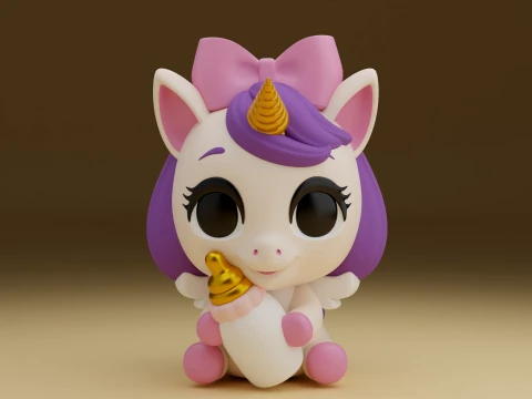 Unicorn baby and milk 3D Print Model