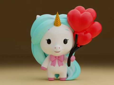 Unicorn and heart for valentine gift 3D Print Model