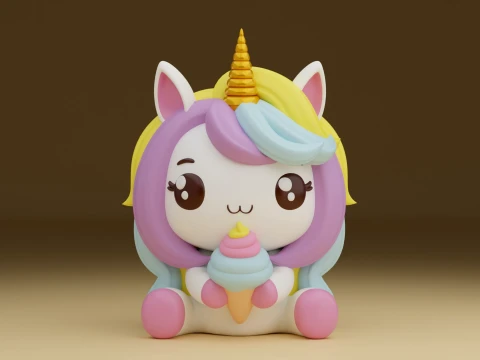 Unicorn and icecream 3D Print Model
