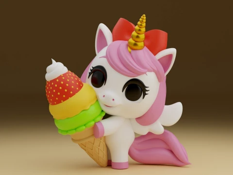 Unicorn and icecream 3D Print Model